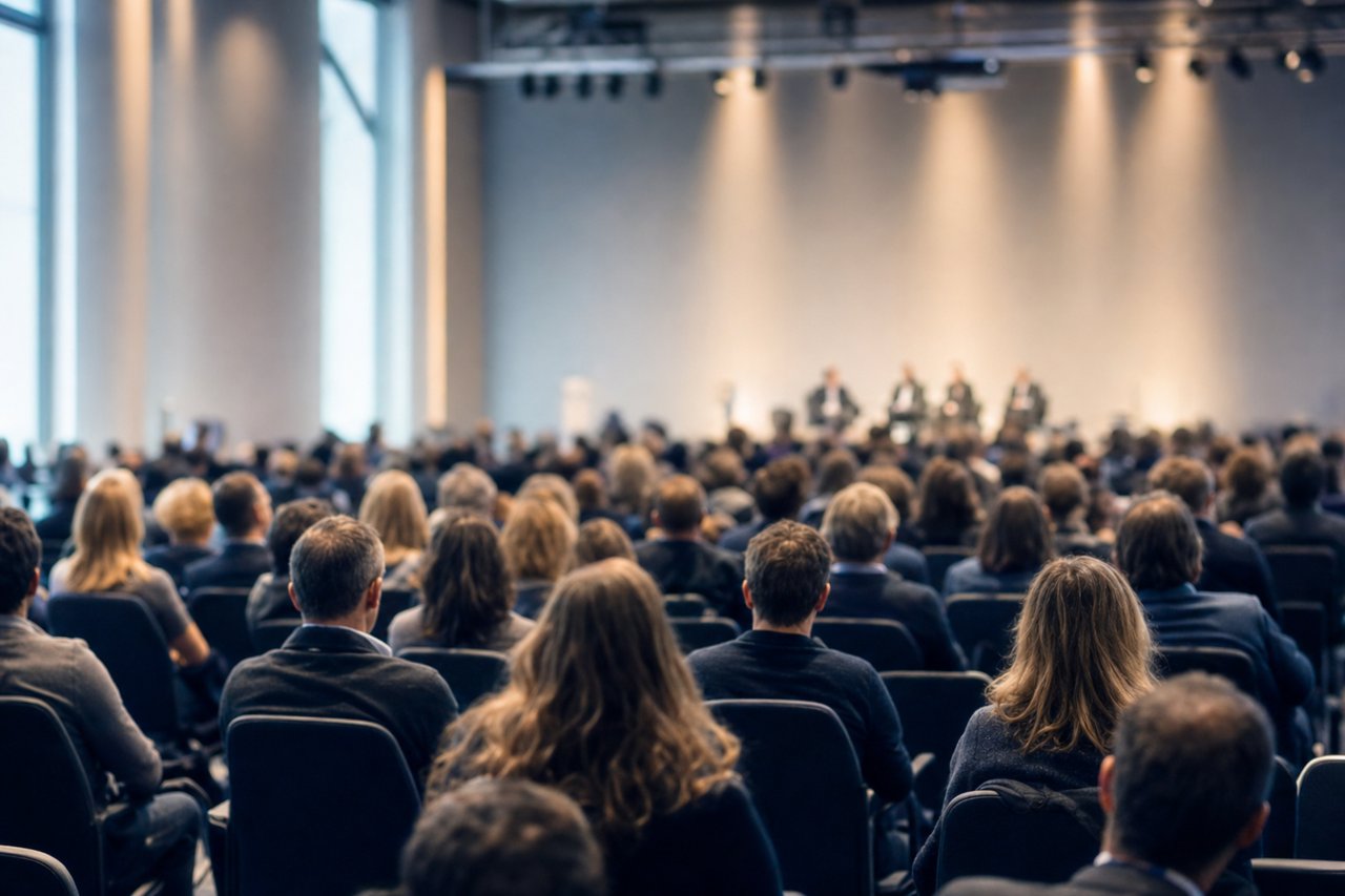 Sala konferencyjna podczas branżowego kongresu poświęconego obiektom sportowym