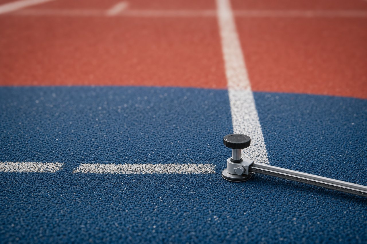 Pomiar parametrów nawierzchni sportowej na bieżni lekkoatletycznej